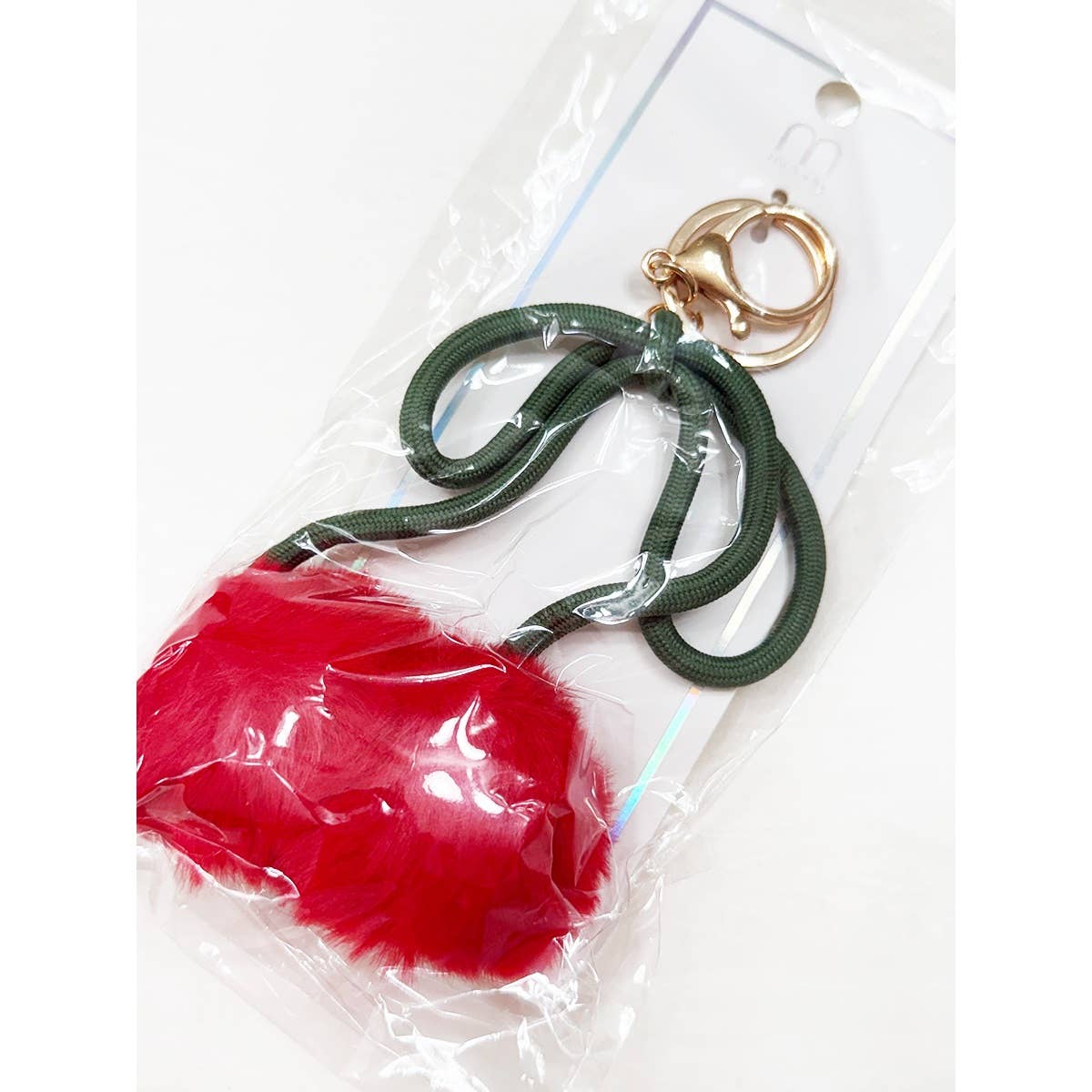 Jumbo Cherry PomPom KeyChain