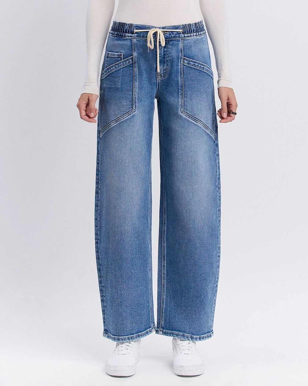 Chill Vibes Elastic Barrel Jean