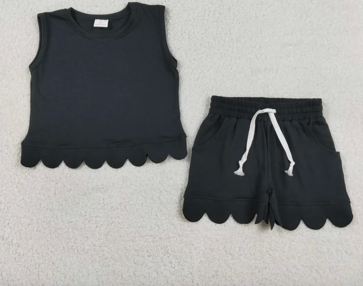 *PRE ORDER* Girls Black Scallop Set