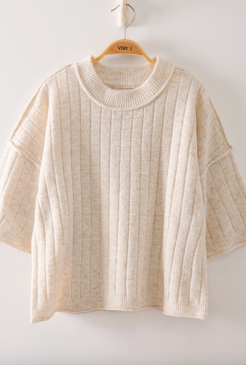 Tawnie Cropped Length Ribbed Knit Sweater