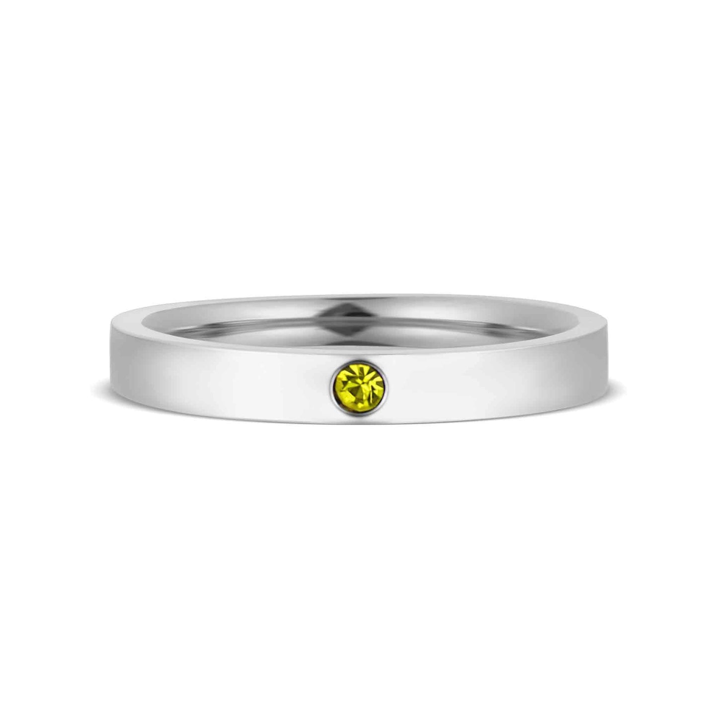 Stainless Steel Birthstone Engravable Stacking Ring