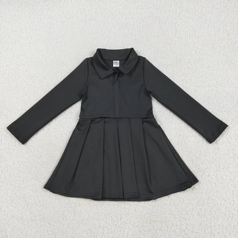 Sibling 8 Colors Baby Girls Long Sleeves Zipper Yoga Knee Length Dresses