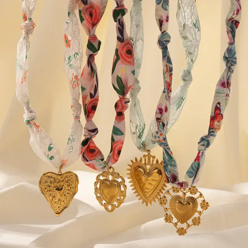 Bandana Necklace with Charm Pendants Jewelry