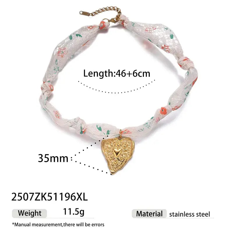 Bandana Necklace with Charm Pendants Jewelry