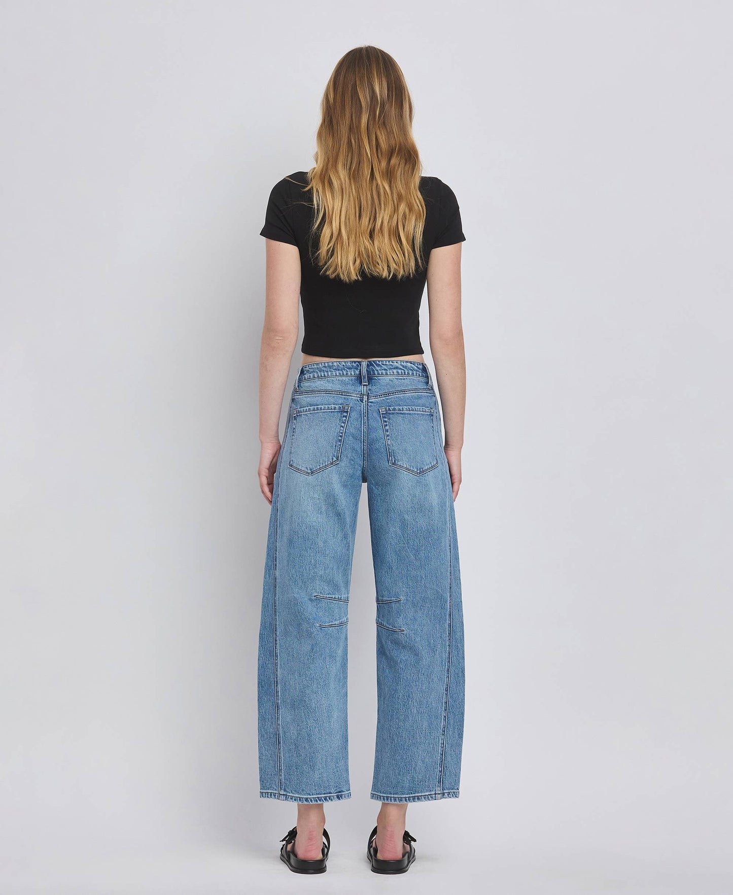 VERVET HIGH RISE DART STRUCTURED FIT BARREL LEG JEANS