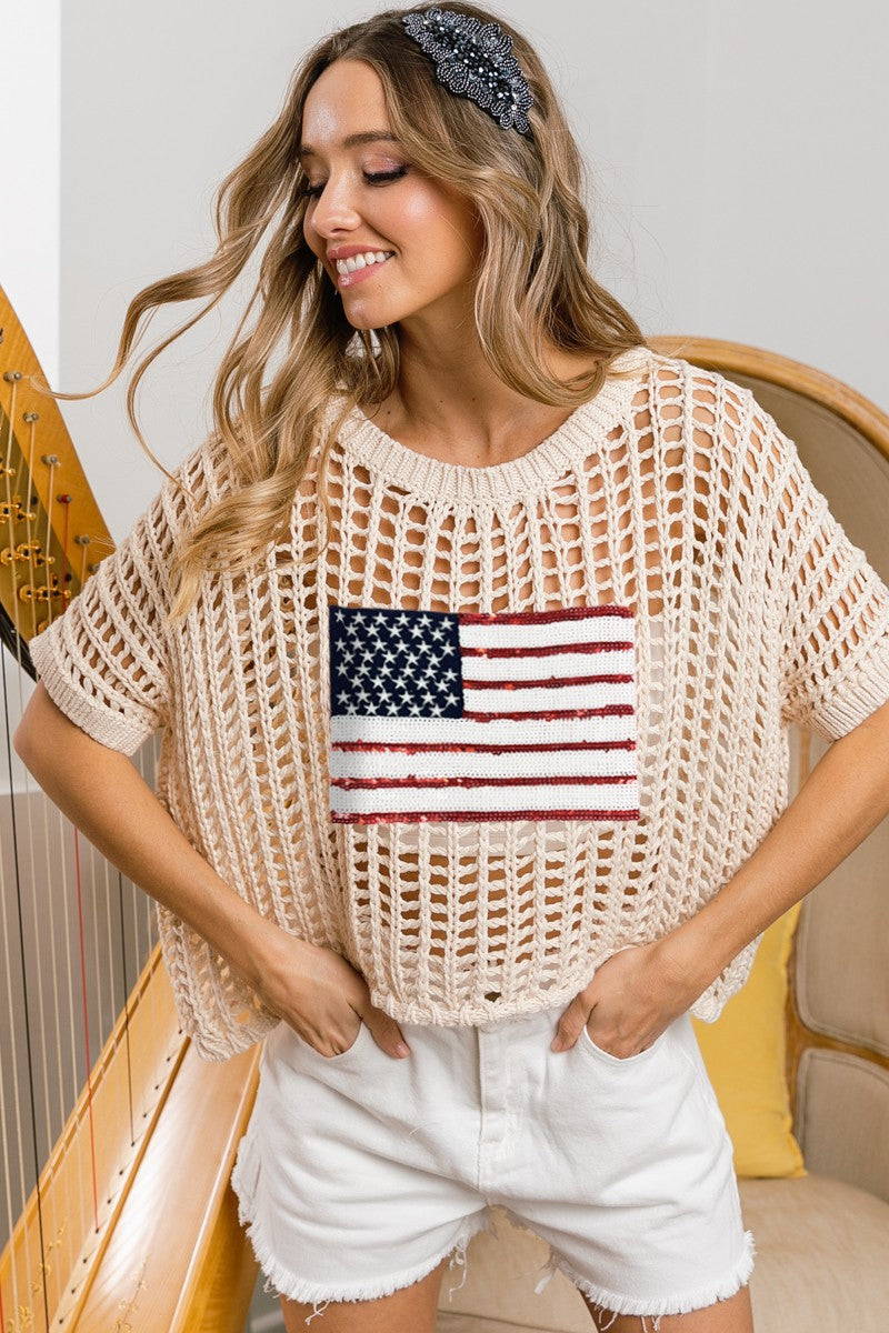 America the Beautiful Knit Top