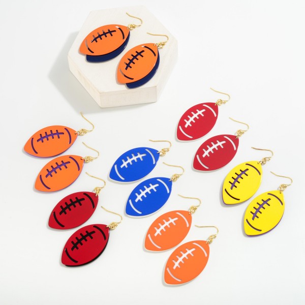 Purple & Yellow Football Earrings - Lightweight