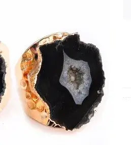 Gold Plated Crystal Agate Adjustable Ring Jewelry