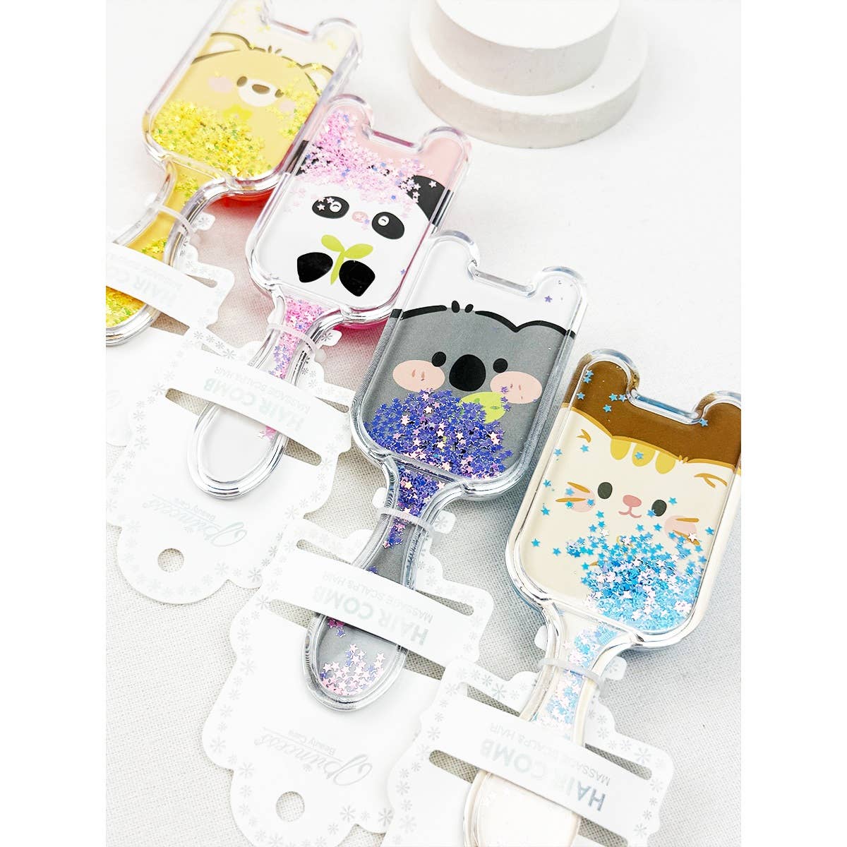 Moving Glittered Animal Theme Hair Brush