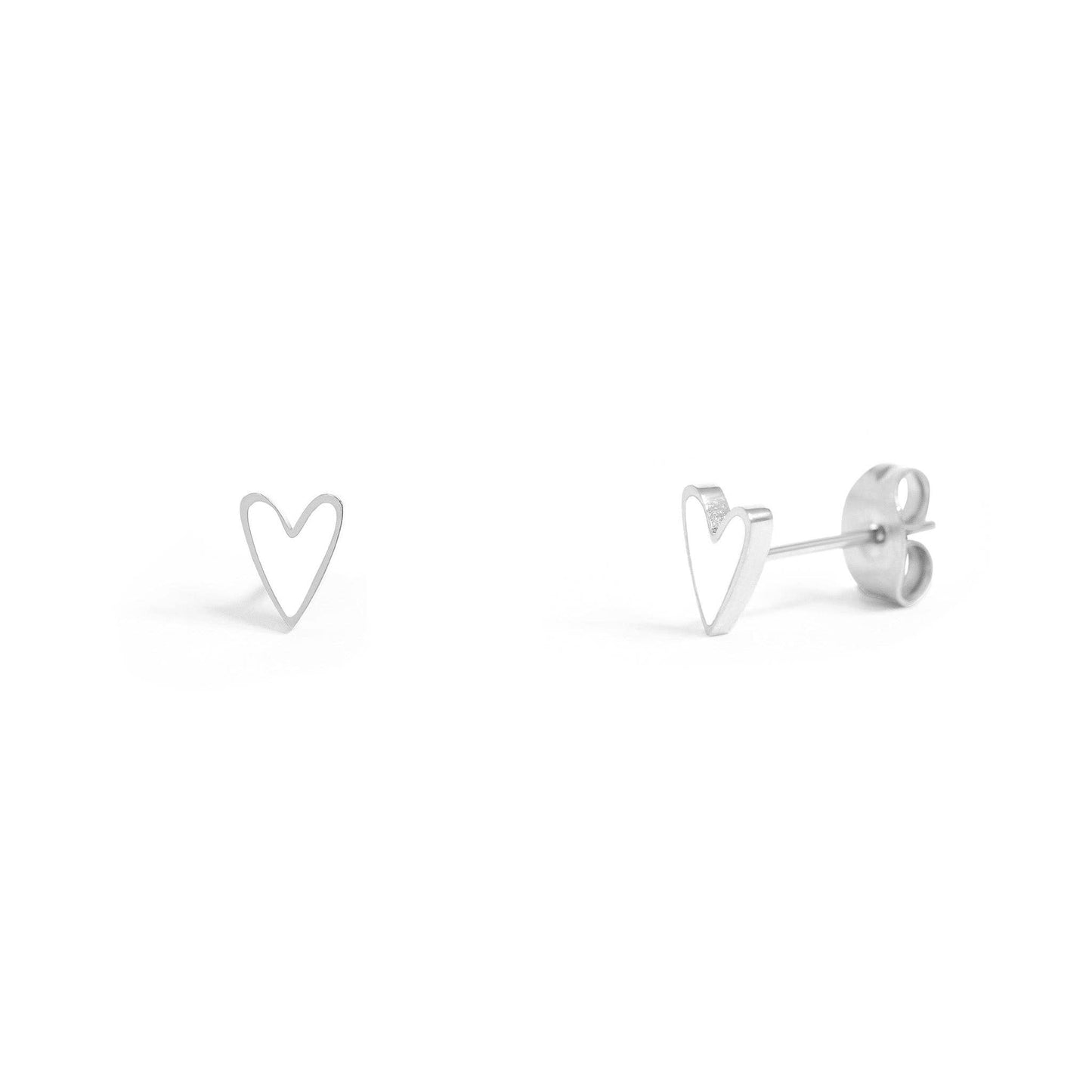White Heart Stud Earrings