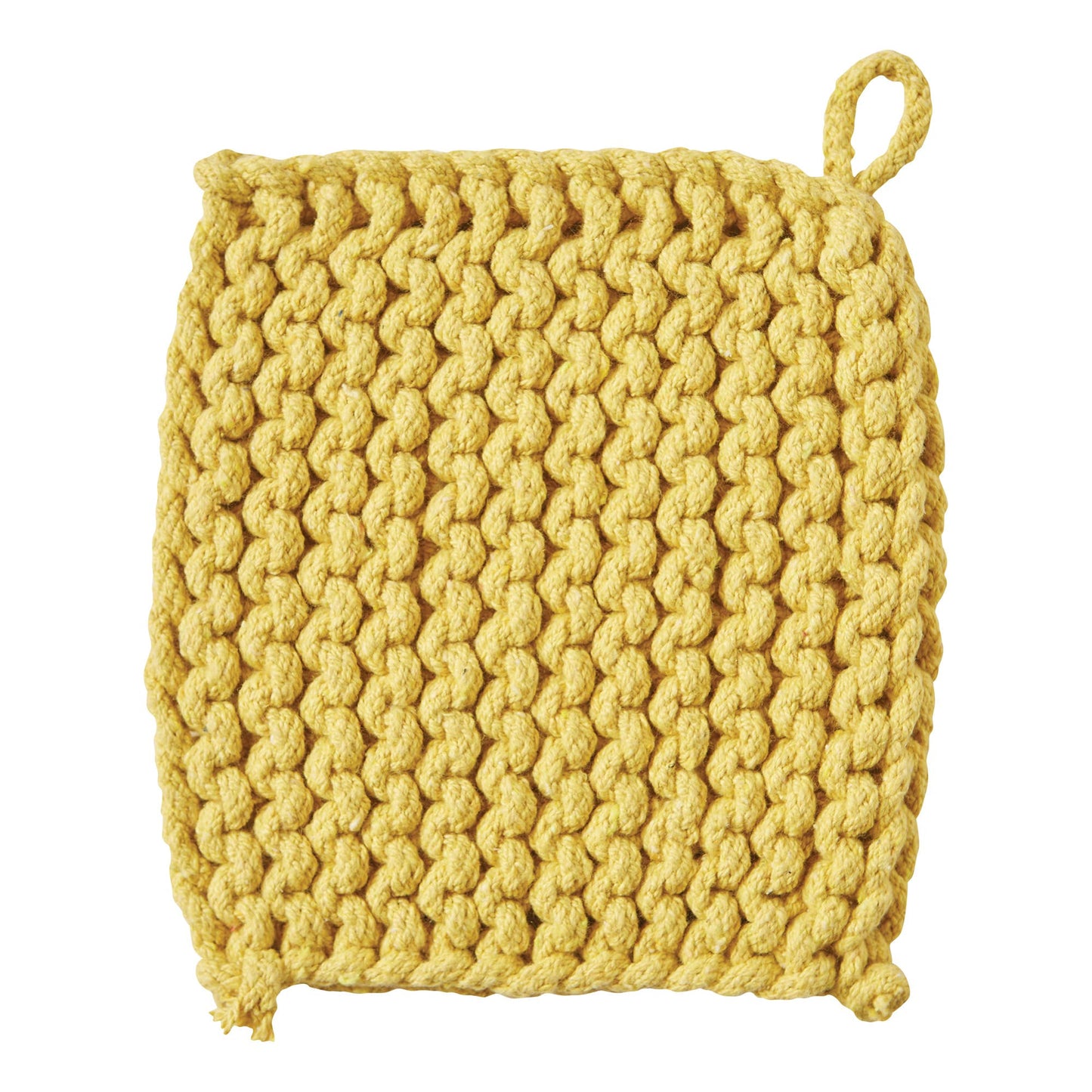 Crochet Trivet Potholder Yellow Cotton Everyday
