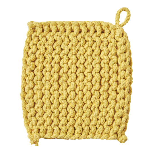 Crochet Trivet Potholder Yellow Cotton Everyday