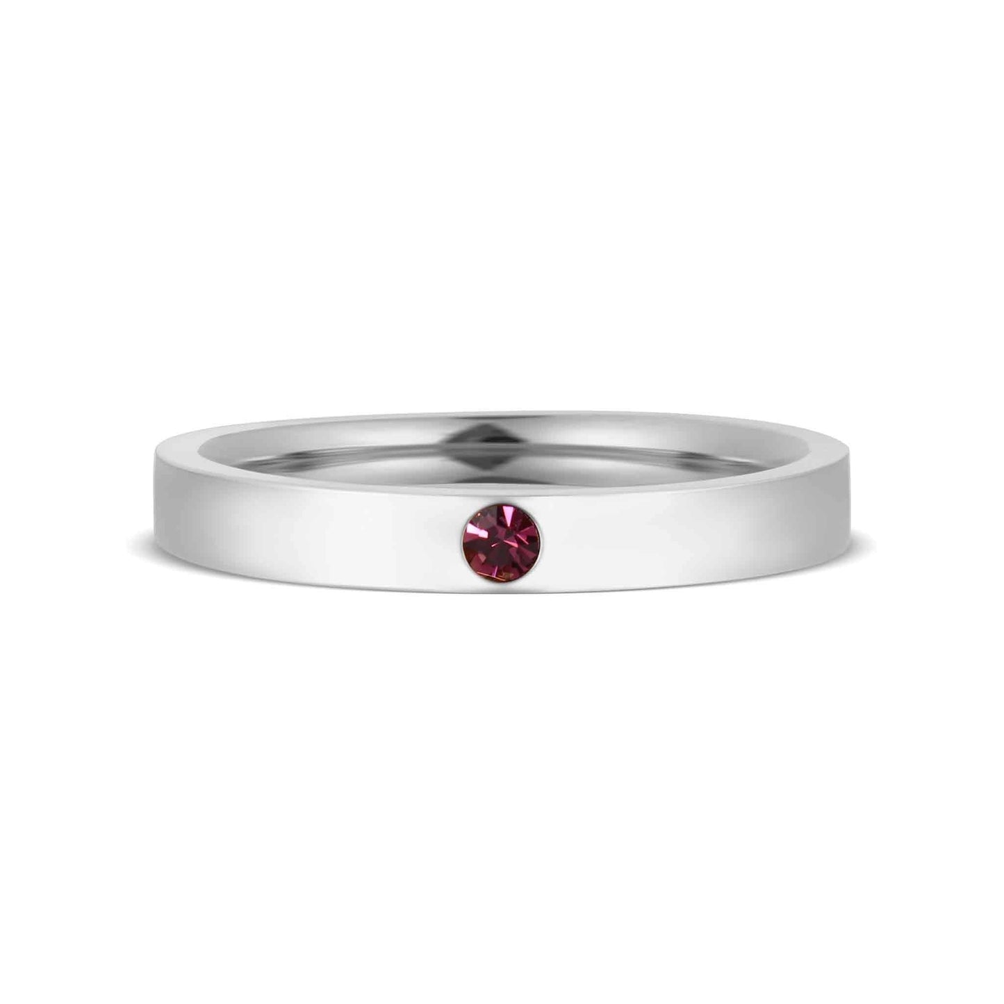 Stainless Steel Birthstone Engravable Stacking Ring
