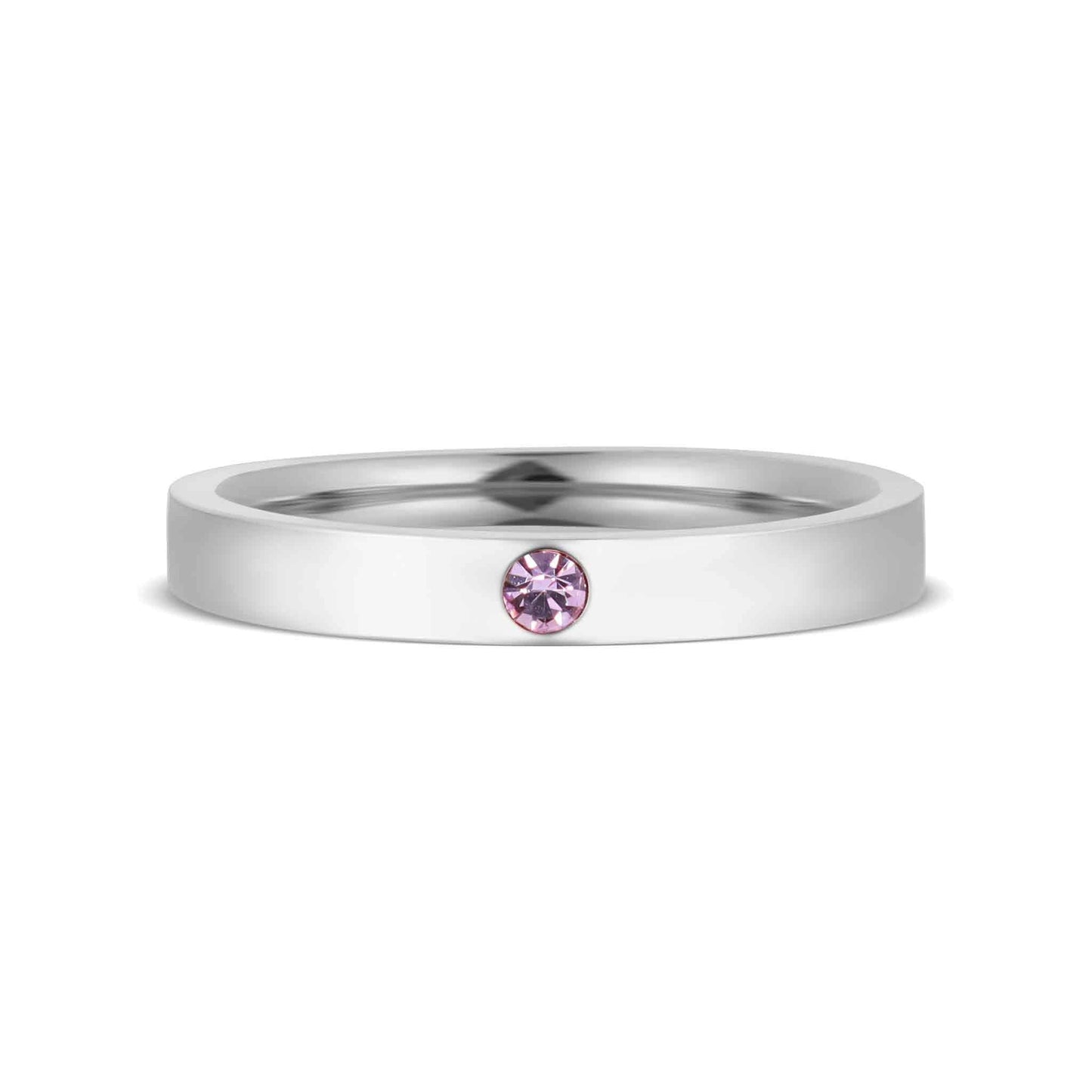 Stainless Steel Birthstone Engravable Stacking Ring
