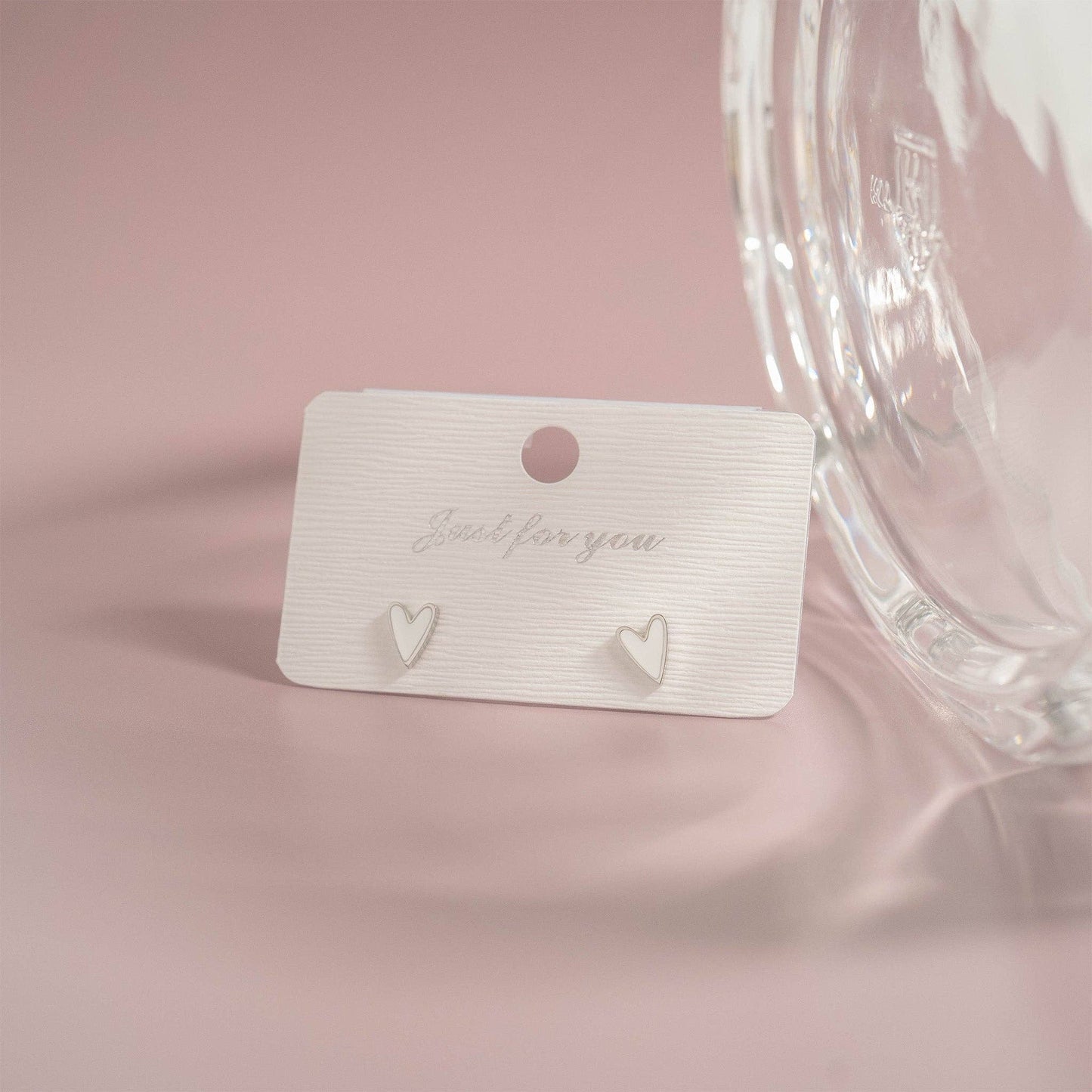White Heart Stud Earrings