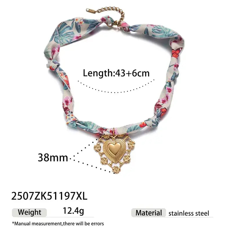 Bandana Necklace with Charm Pendants Jewelry