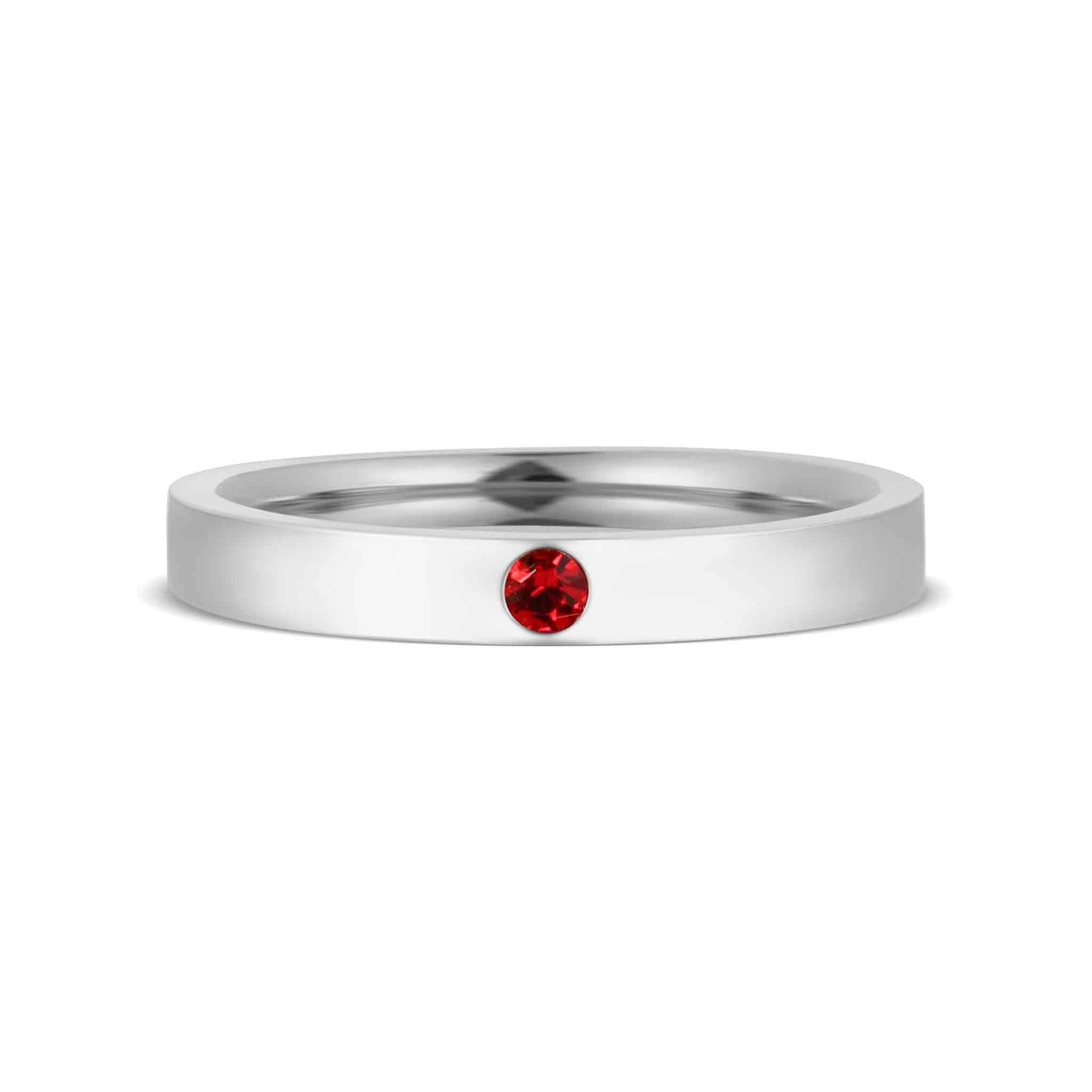Stainless Steel Birthstone Engravable Stacking Ring