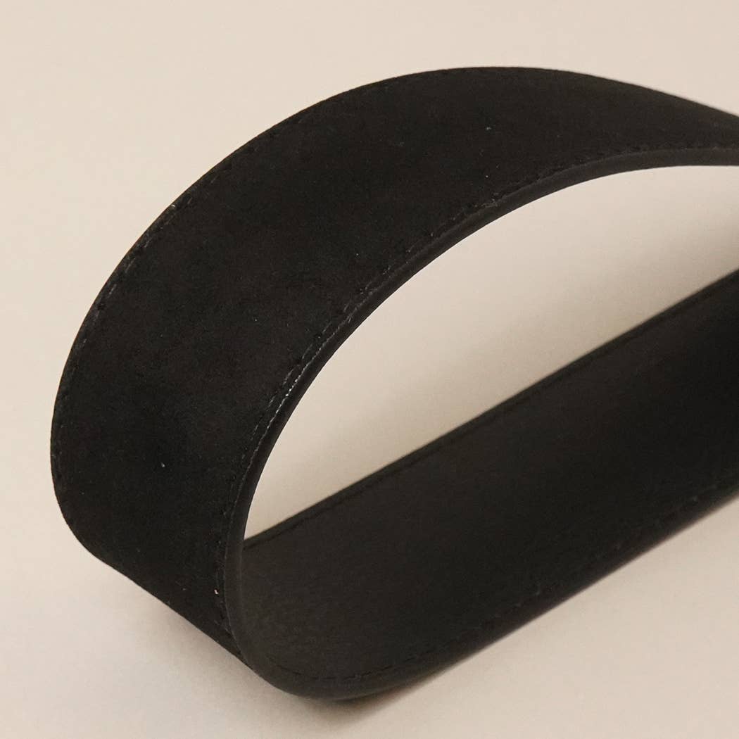 Solid Color Suede w Round Buckle Belt