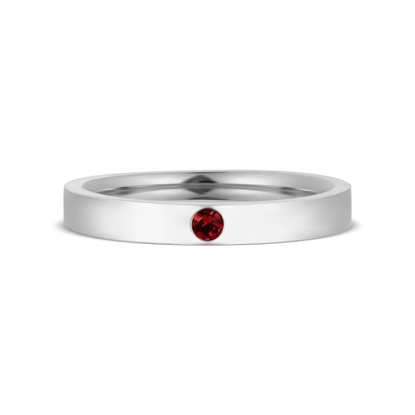 Stainless Steel Birthstone Engravable Stacking Ring