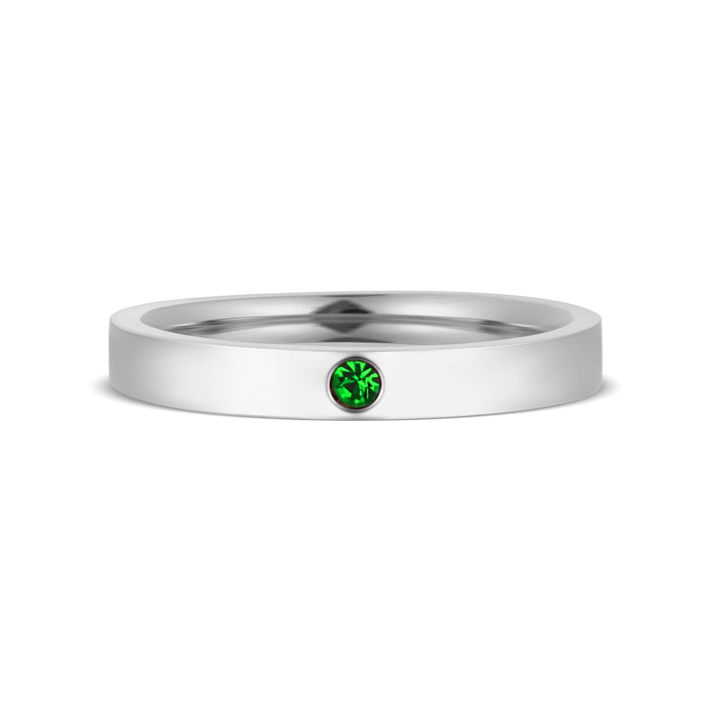 Stainless Steel Birthstone Engravable Stacking Ring