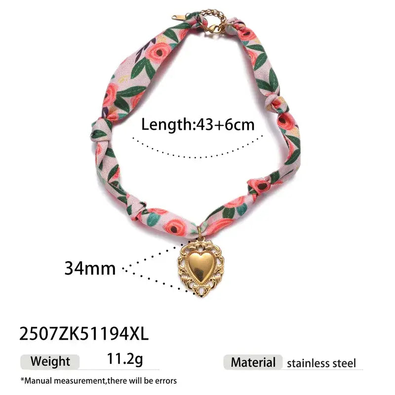 Bandana Necklace with Charm Pendants Jewelry