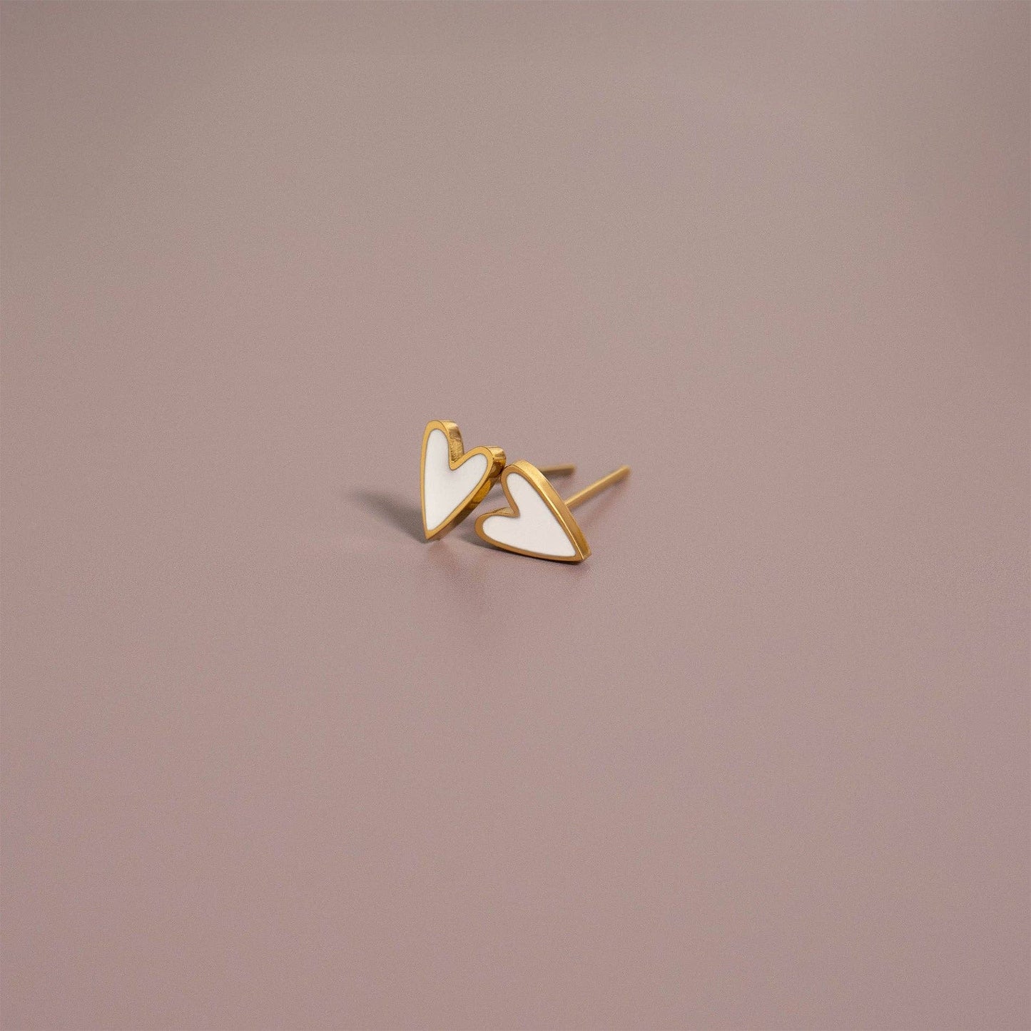 White Heart Stud Earrings