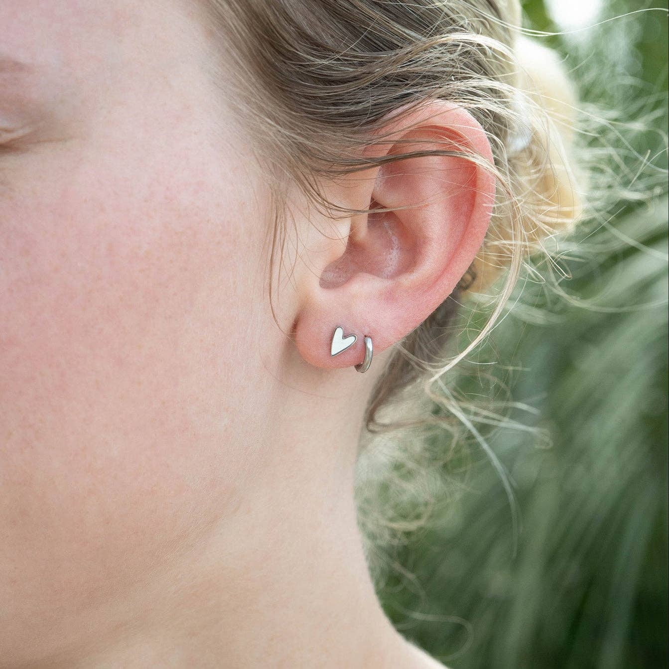 White Heart Stud Earrings