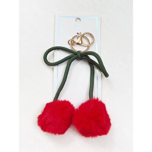 Jumbo Cherry PomPom KeyChain