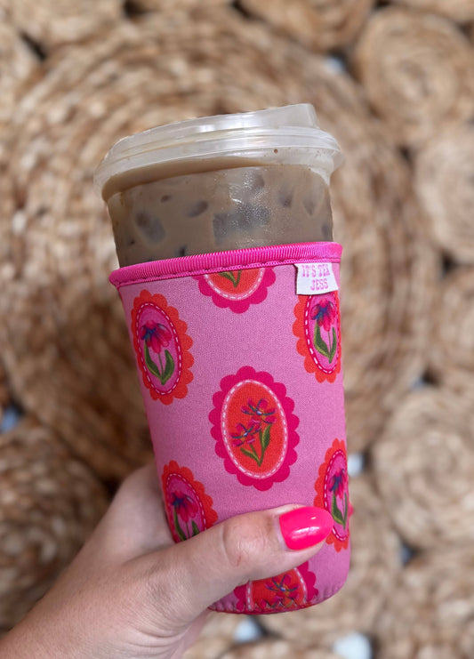 Iced Coffee Sleeve - Vintage Floral Portrait