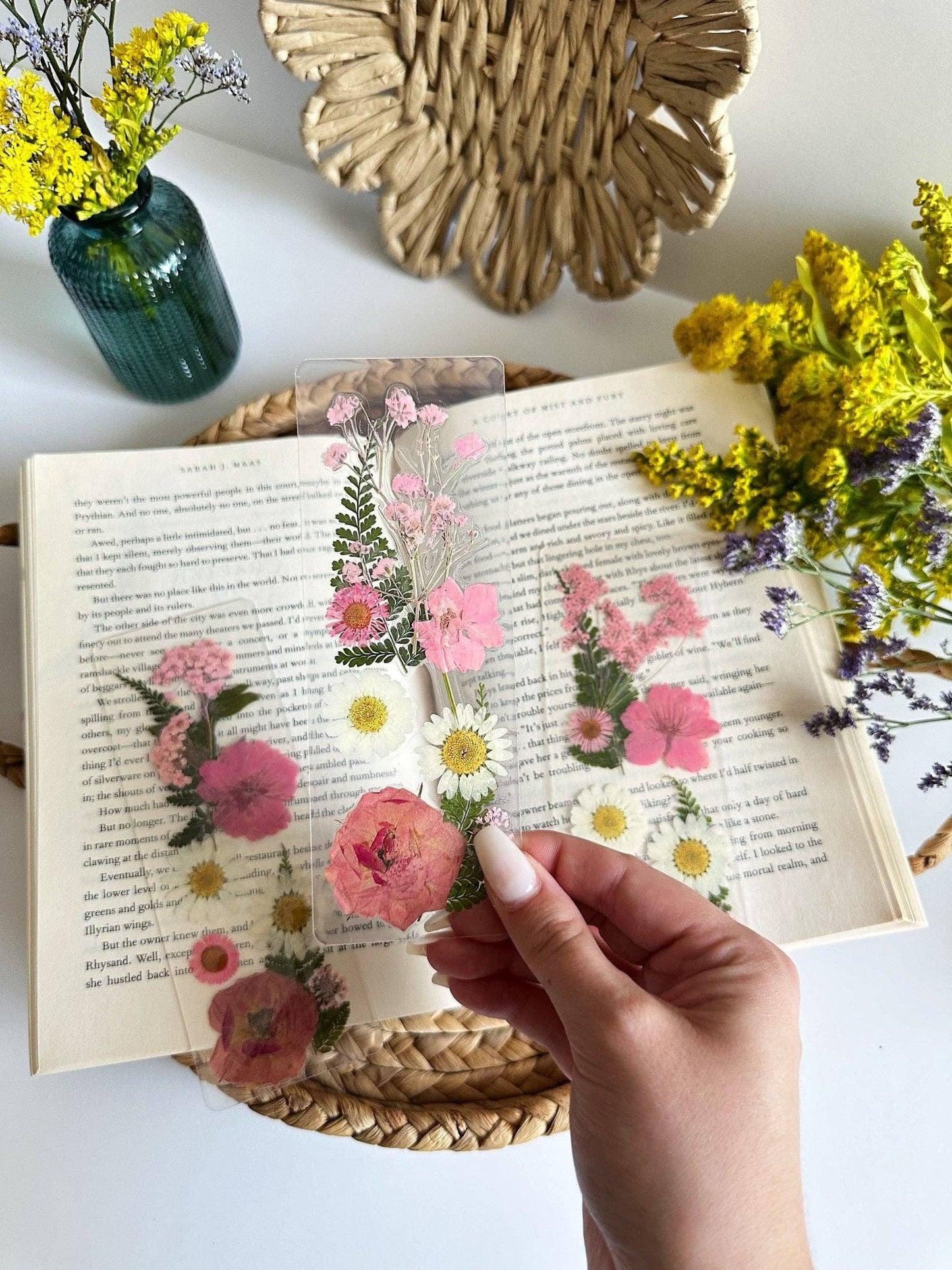 Pink petals bookmark