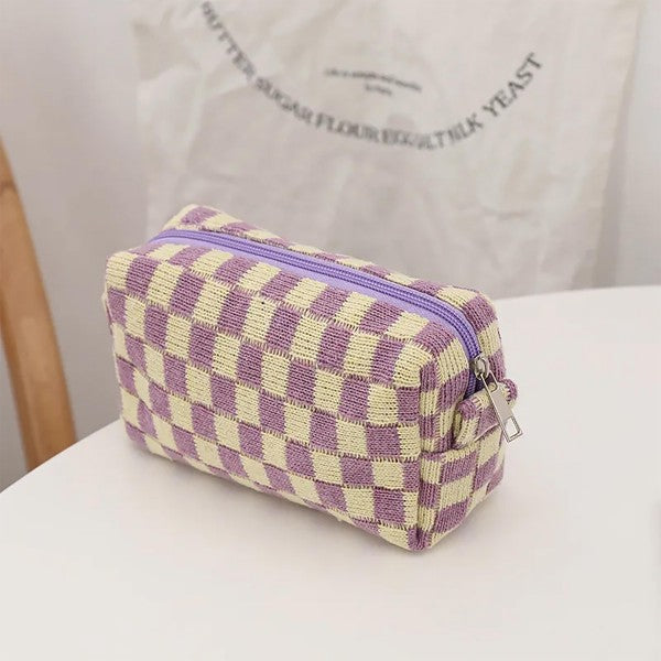Purple Check Travel Pouch