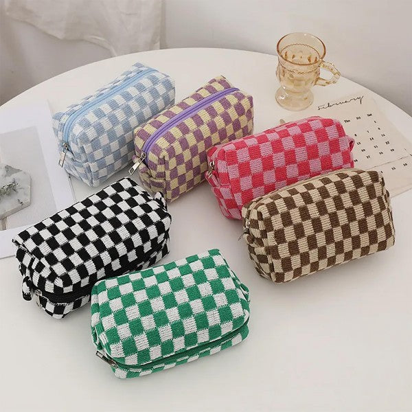 Purple Check Travel Pouch
