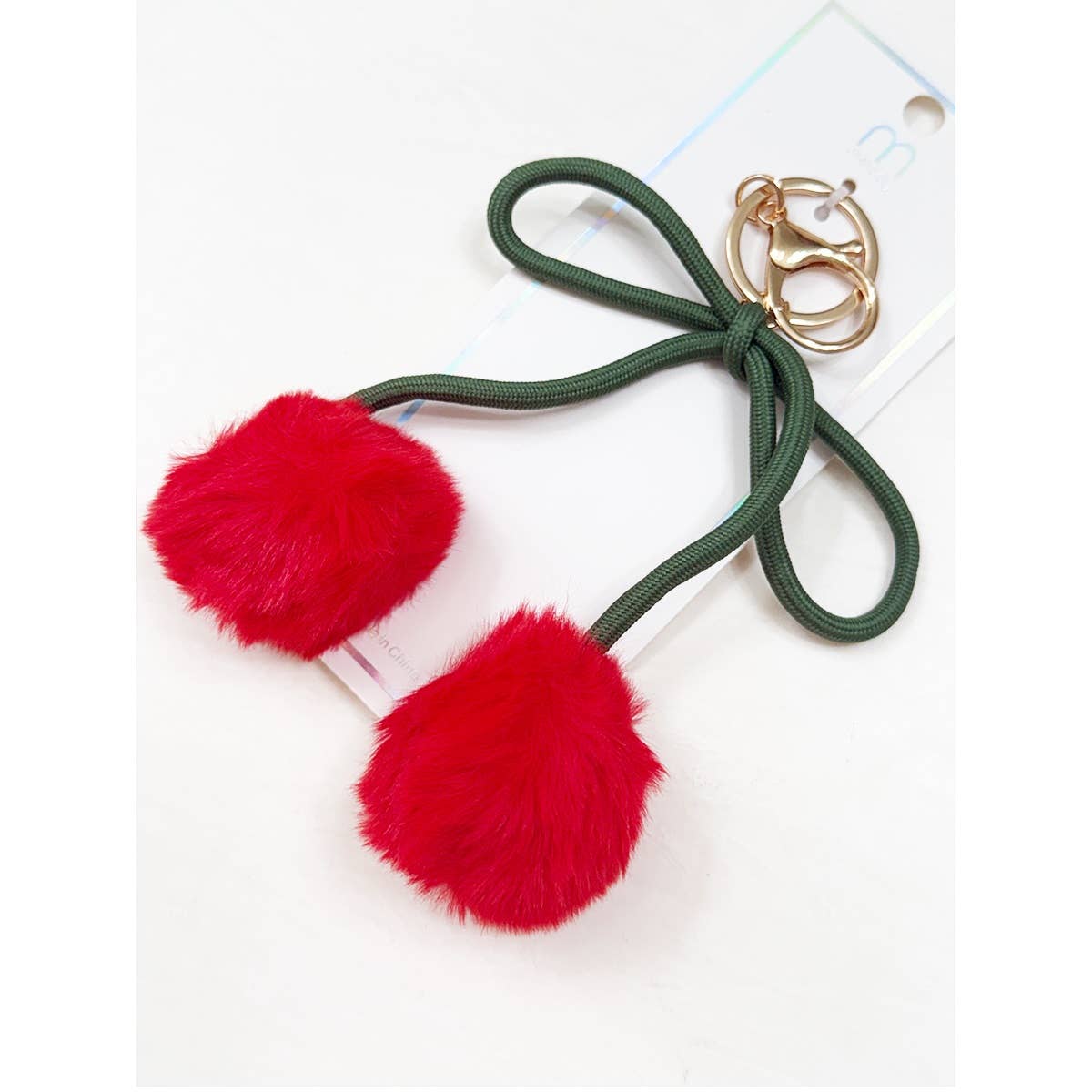 Jumbo Cherry PomPom KeyChain