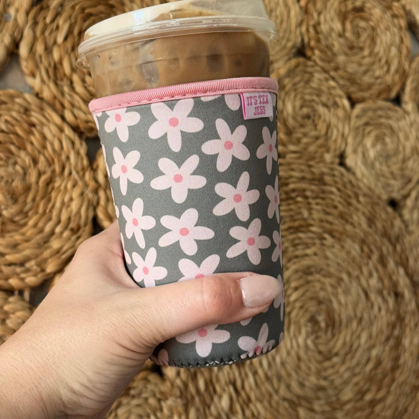 Iced Coffee Sleeve - Green Floral