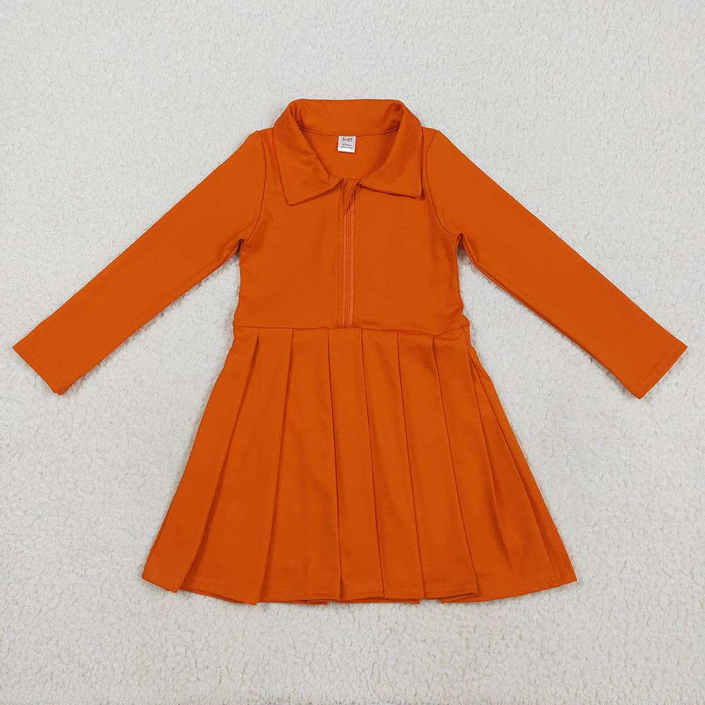 Sibling 8 Colors Baby Girls Long Sleeves Zipper Yoga Knee Length Dresses