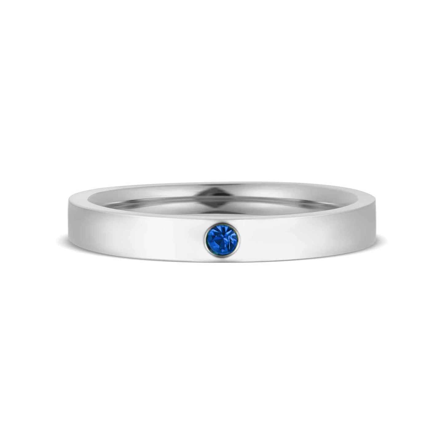 Stainless Steel Birthstone Engravable Stacking Ring
