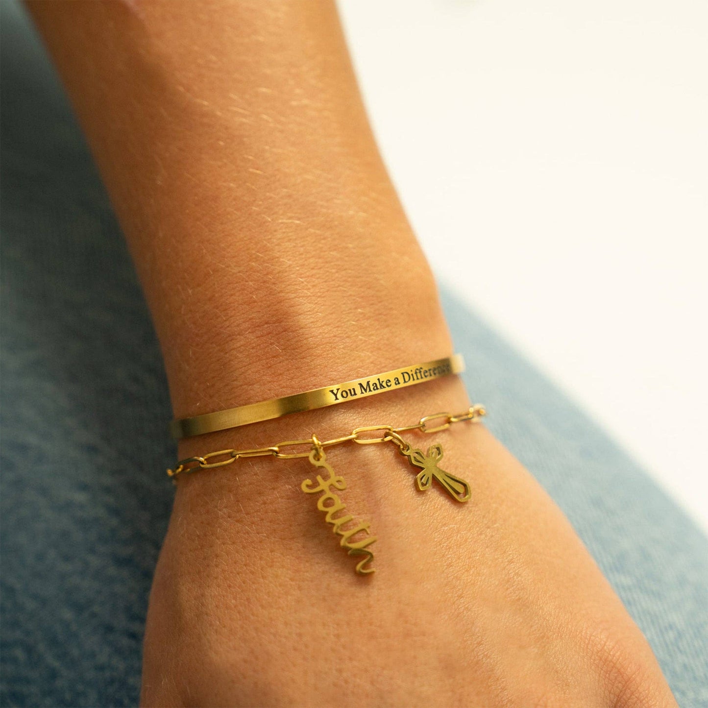 You Make a Difference Engraved Bangle Bracelet