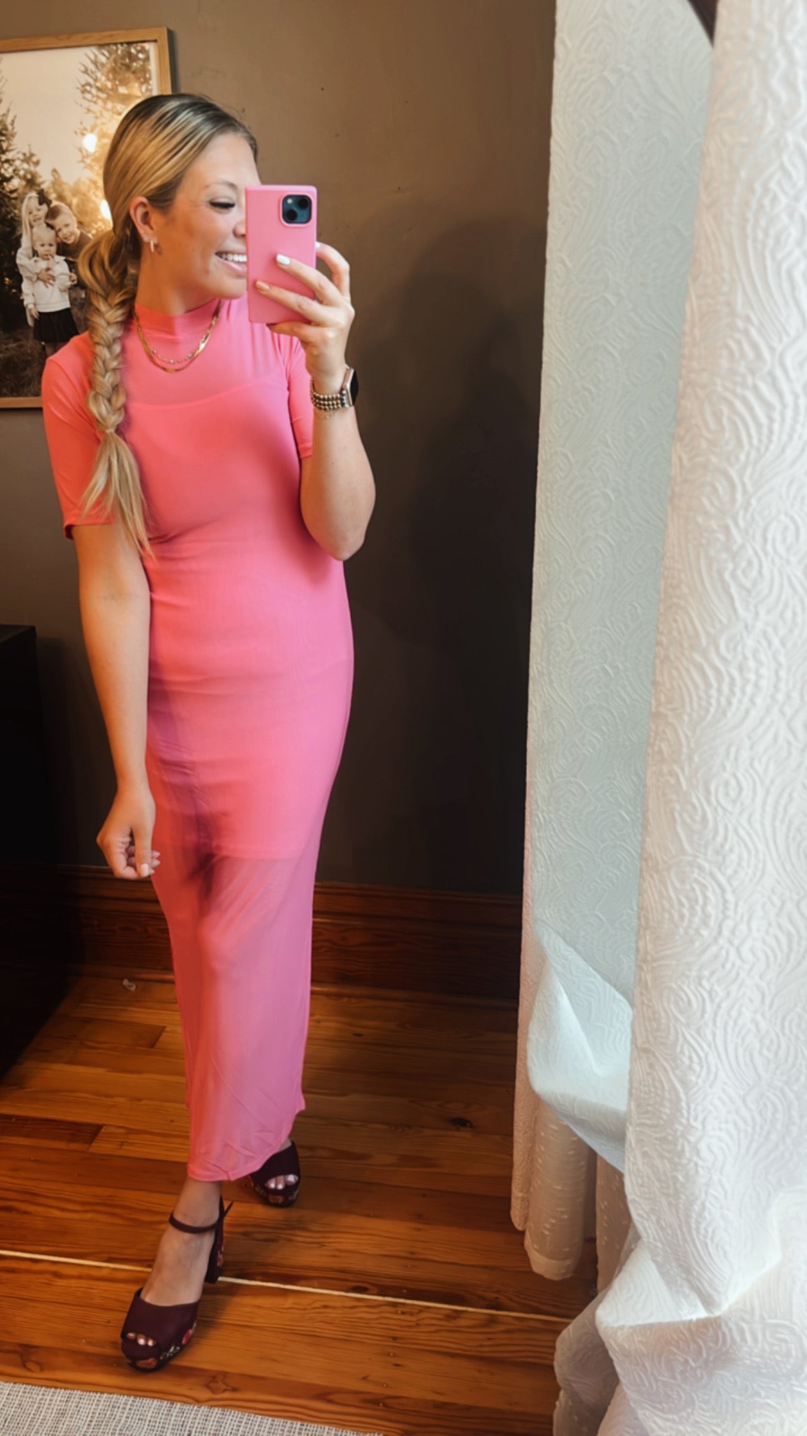 Season Slay Mesh Maxi Dress – Pink Power
