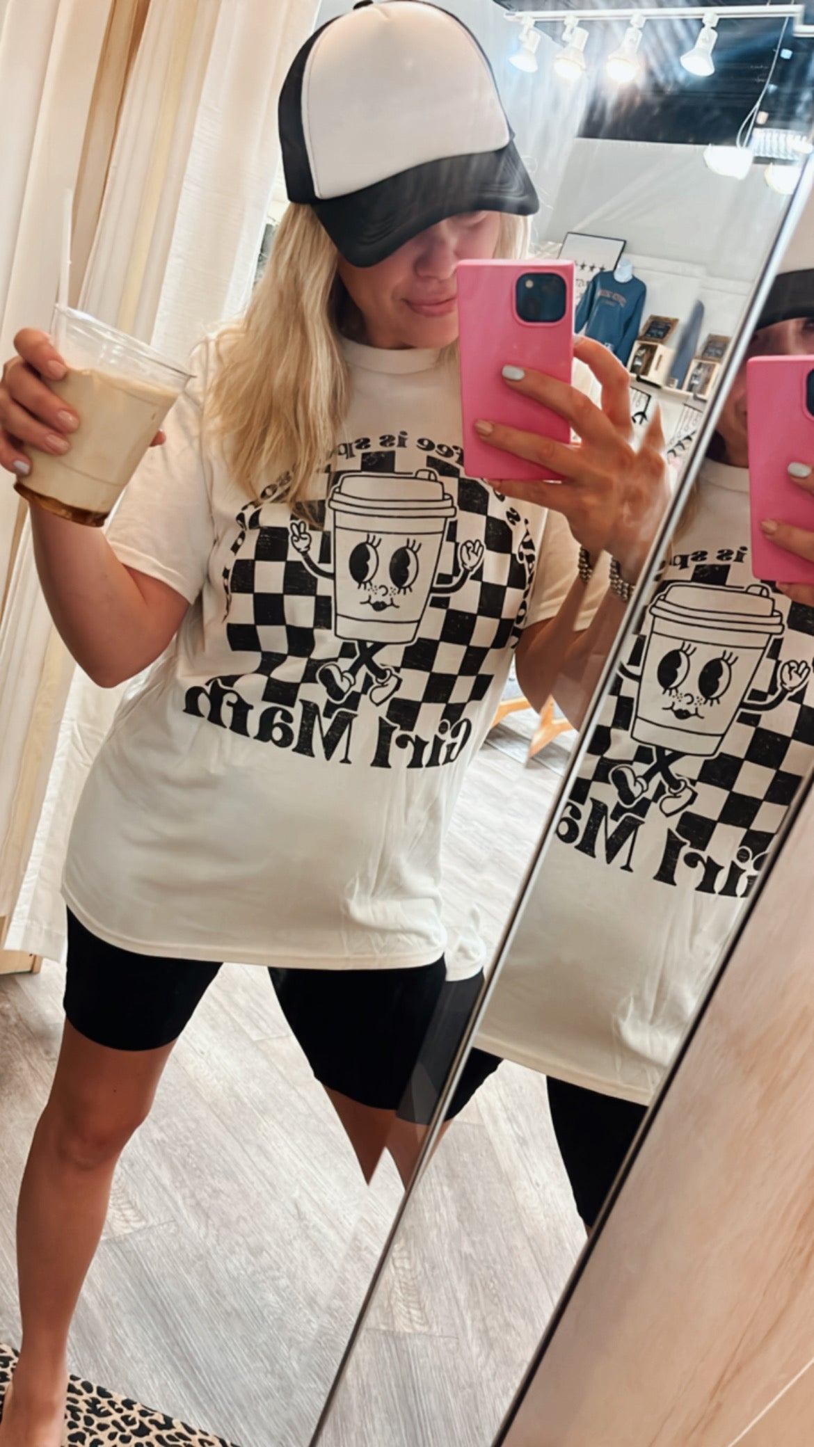 Girl Math Coffee Tee – Oversized Checkers Edition
