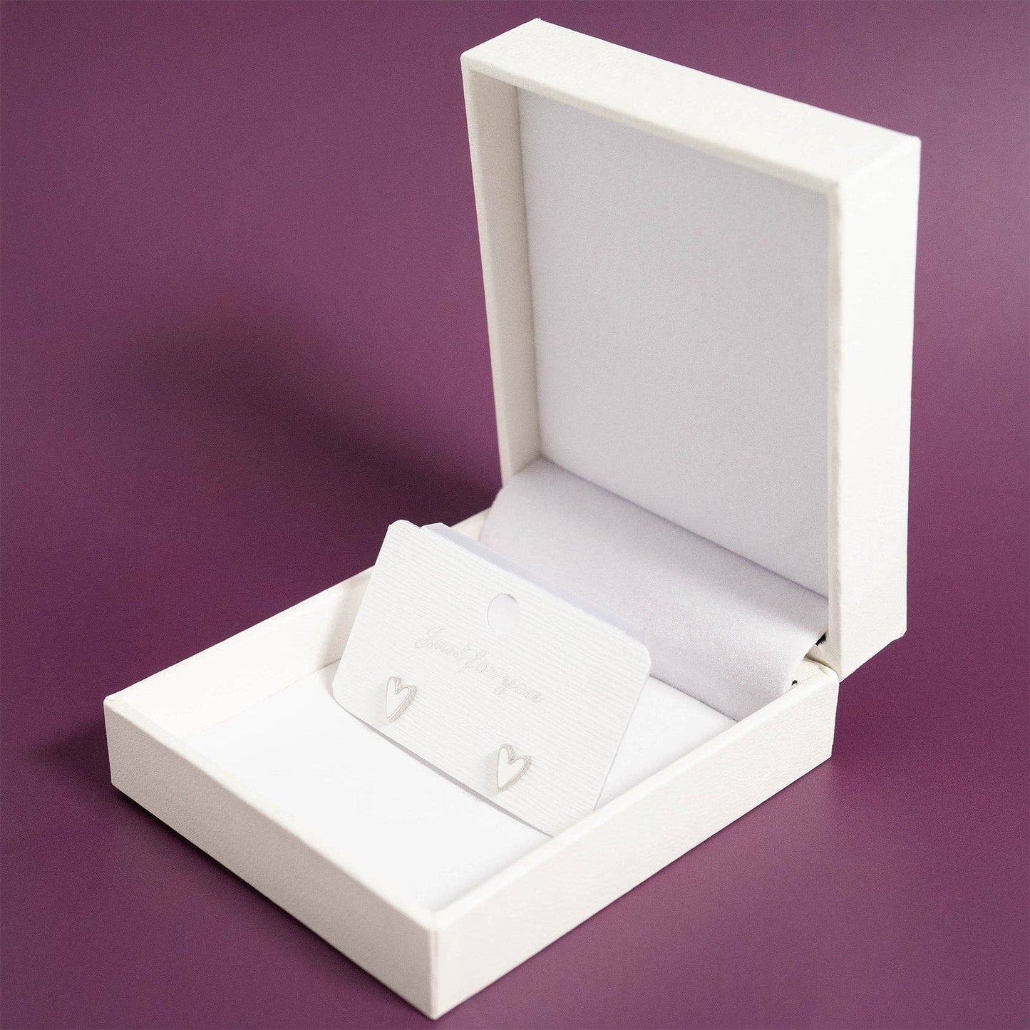 White Heart Stud Earrings