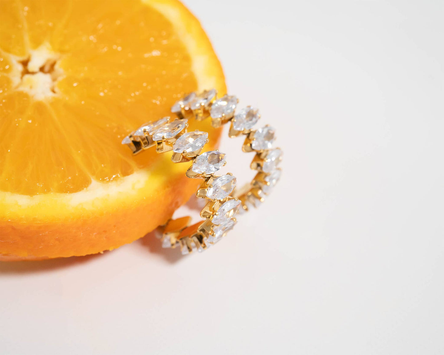 Stainless Steel Marquis CZ Stone Hoop Earrings