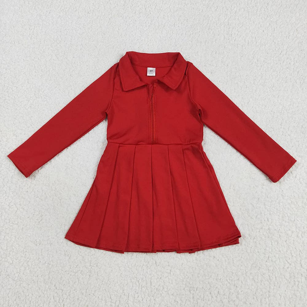 Sibling 8 Colors Baby Girls Long Sleeves Zipper Yoga Knee Length Dresses