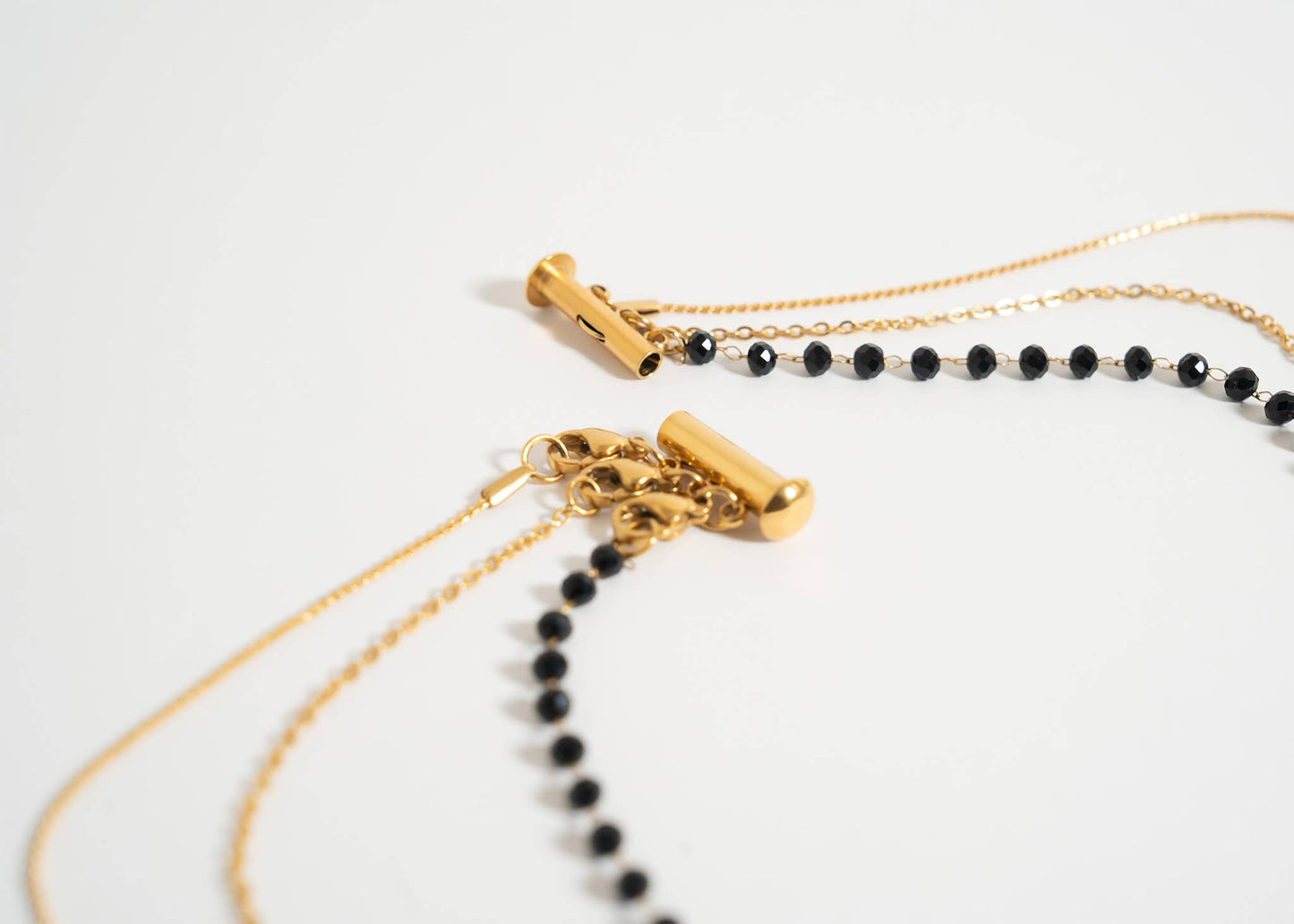 18K Gold PVD Stainless Steel 3 Row Layering Necklace Magnetic Clasp