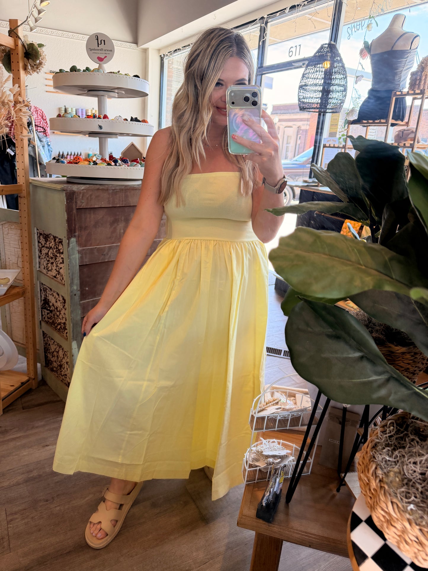 Butter Cream Strapless Midi Dress