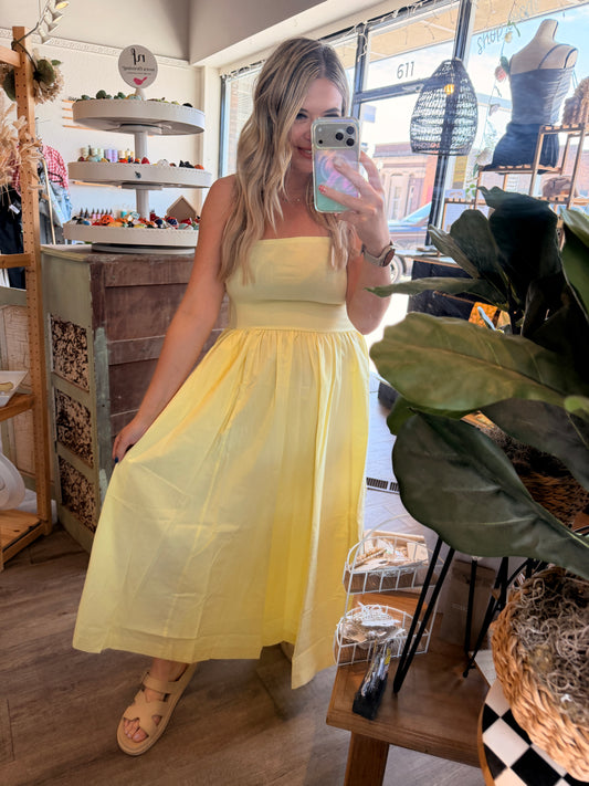 Butter Cream Strapless Midi Dress