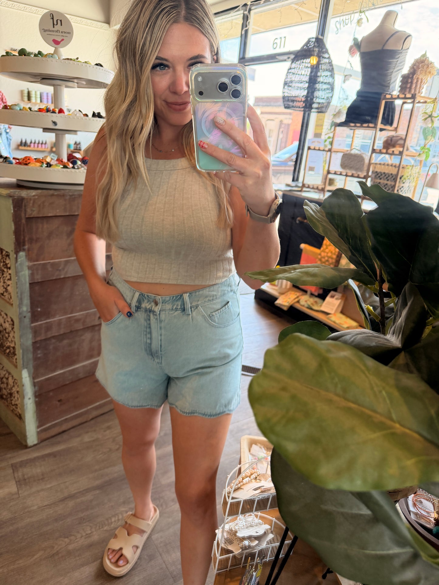 Scalloped, Please Denim Shorts