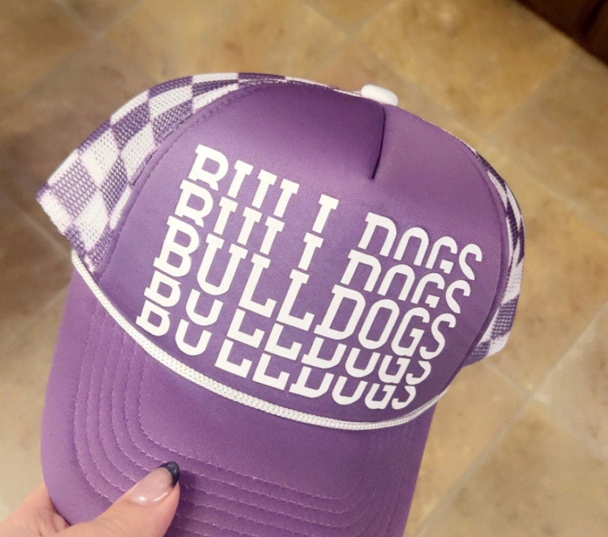 Bulldogs Checkered Trucker Hat