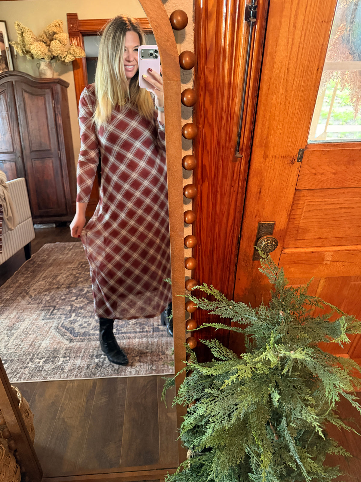 Burgan & Plaid Dress