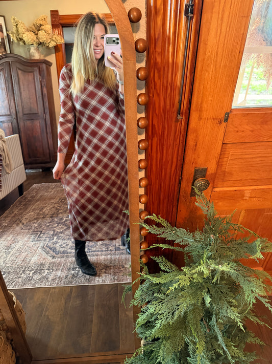 Burgan & Plaid Dress
