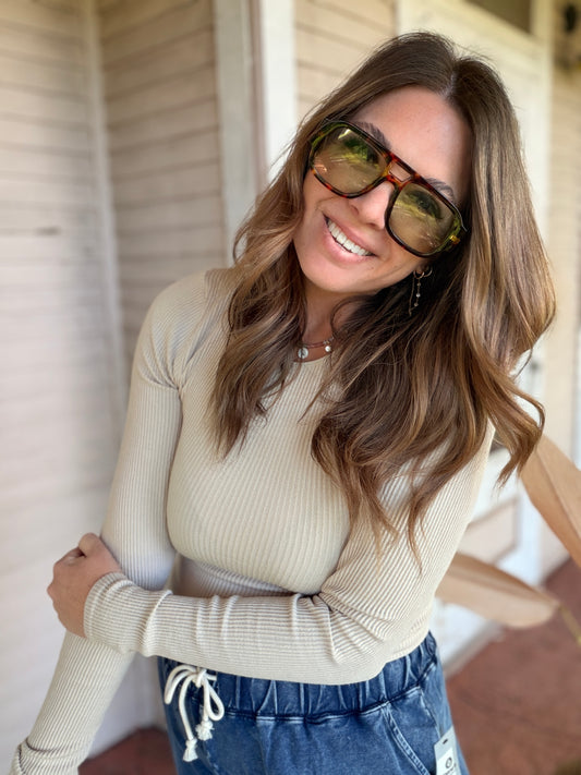 Seamless Ribbed Long Sleeve Top